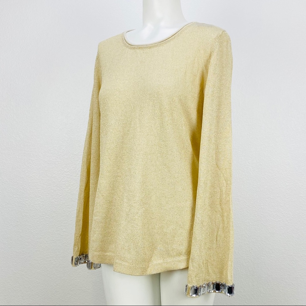 V by Eva vintage Longsleeve gold metallic sweater
